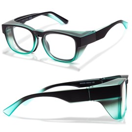 LianSan Safety Glasses Over Eyeglasses for Men&Women - Fit Over Glasses with UV400&Anti Fog Scratch Resistant Lenses ANSI Z87(Black Green,Clear Lens)