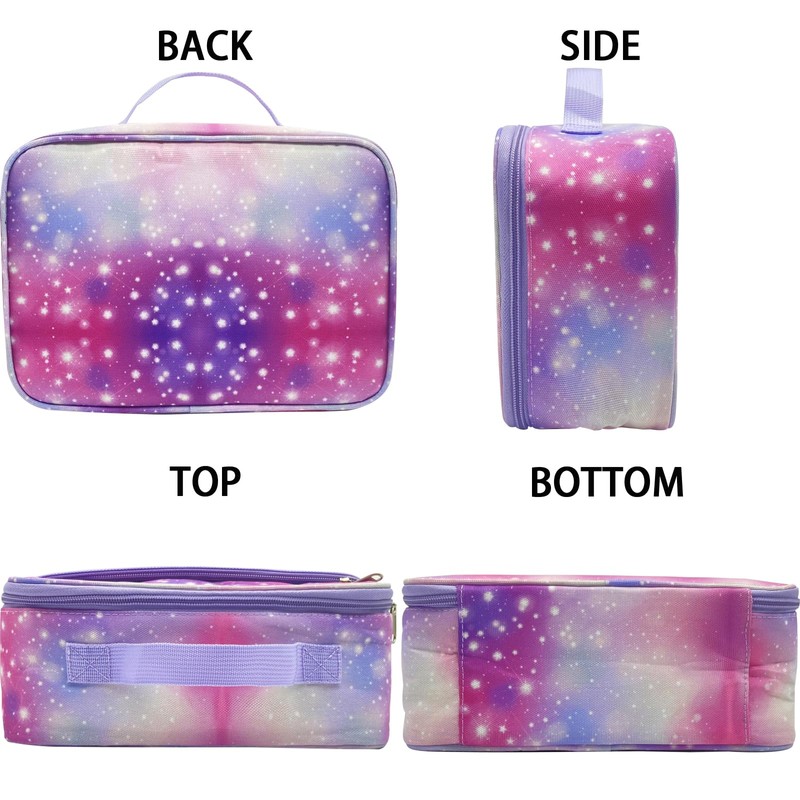 Kulle Lunch Box for Girls, Insulated Space Theme Lunch Bag,