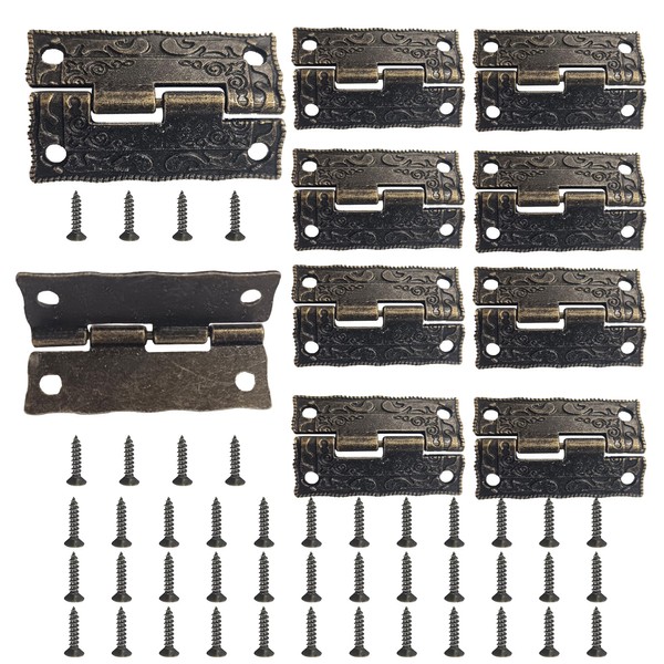 10 Pcs Antique Bronze Small Hinges with Screws, Mini Hinges