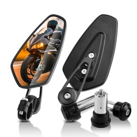 Vatkan 7/8" 22mm Motorcycle Mirrors Bar End Rear View Mirrors Compatible with Most Honda Grom, Kawasaki, Suzuki, Ducati, Yamaha,and More (Black)