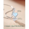 LOUISA SECRET 925 Sterling Silver Opal Birthstone Necklace, Unique Tiny