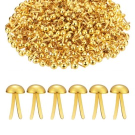 Ieron 200 Pcs Brads Paper Fasteners Mini Round Metal Scrapbooking Brads Mini Pegs Split Pins for Paper Craft DIY Stamping Scrapbooking 4.5x8mm Gold