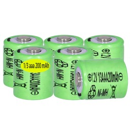 Yibatopow 6 Packs 1/3aaa 200 mah 1.2v NI-MH Rechargeable Battery for Outdoor Solar Garden Art Light Battery (Not AAA Standard Size Batteries, 1/3 The Size of AAA Batteries)