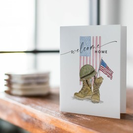 Deployment Homecoming Military Welcome Home Cards, Boot Camp Graduation Card American Flag, PCSing, Return Gifts for Deployed Soldiers, Active Duty Greeting from Family, Spouse, Friend, Motivational