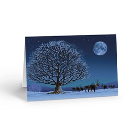 Stonehouse Collection Reindeer Under Moonlight Christmas Card - 18 Boxed Holiday Cards & Envelopes - Winter Night (Standard)