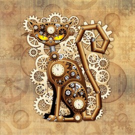 CafePress Steampunk Cat Vintage Style 10" Wall Clock for Livingroom, Kitchen, or Office