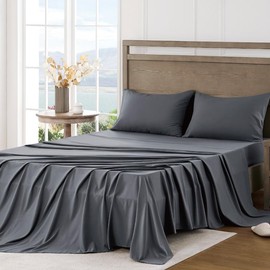 FreshCulture Twin Bed Sheets - Ultra Soft Sheets for Twin Bed - Brushed Microfiber - Deep Pockets - Easy Care - Cooling & Breathable Sheets - Hotel Quality 3 Piece Sheet Set (Dark Grey)