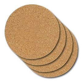 Thirsty Rhino Indah, Cork Coaster With Fiberboard Back, Natural Cork Finish, Set of 4 (Round)