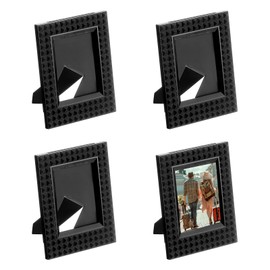 sourcing map 2 x 3 Picture Frame, 4 Pcs Mini Plastic Photo Frame Rustic Retro Photo Frame for Desktop Display Photos Paintings Landscape Posters Artwork, Black