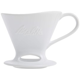 Melitta 1 Cup Porcelain Pour-Over Cone Coffeemaker, Glossy White
