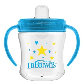 Dr. Brown's Milestones Soft Spout Sippy Cup with Handles, Blue Star, BPA-Free, 6 oz/180 mL, 6m+