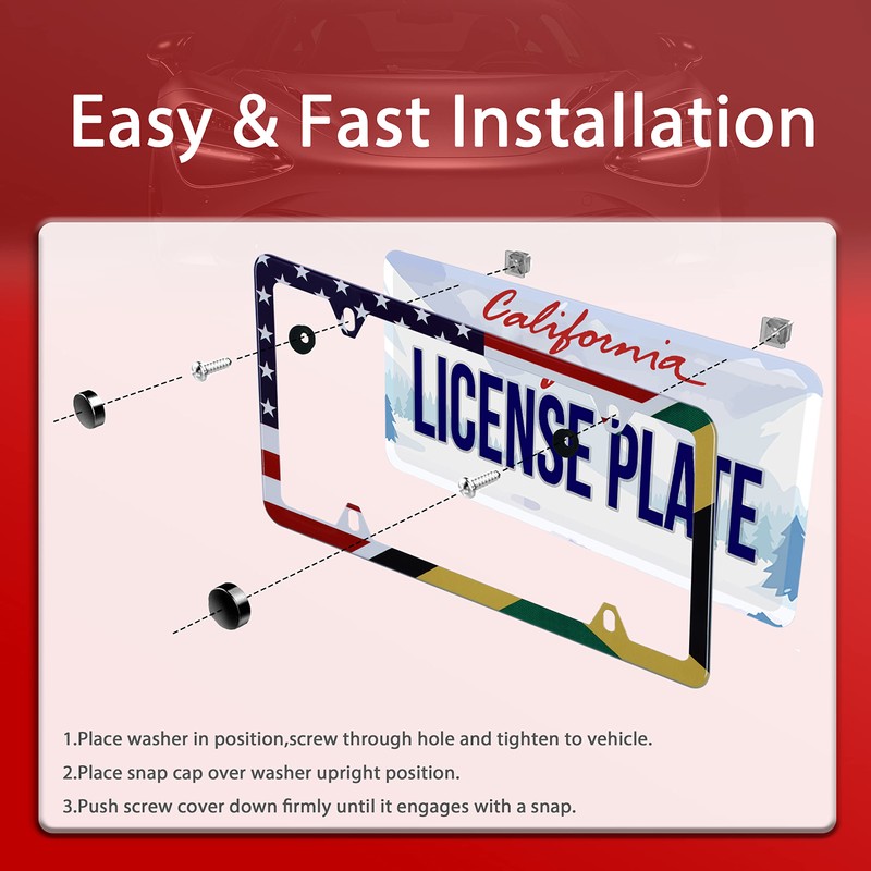 Jamaica Flag with Half American Flag License Plate Frame 1