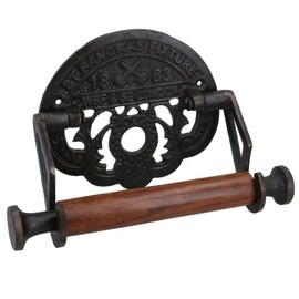 AB Tools StPancras Traditional Toilet Roll Holder Cast Iron Wooden Roller Victorian Railway Station Vintage Design