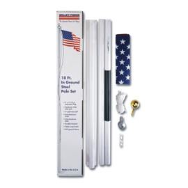 American Flag Kit - Printed Polycotton Flag 100% Made in the USA - 3' x 5' ft Flag with 18' ft Steel Pole - Sturdy, Durable and Patriotic - Great for Gardens and Homes – By Valley Forge Flag