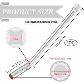 HIAHXC 14mm Spark Plug Socket 3/8-Inch Drive x 12" Total 12-Point Magnetic Design Spark Plug Socket Car Repair Spark Plug Removal Tool (14mm)