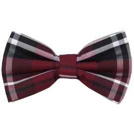 Vesuvio Napoli New formal Men's polyester pre-tied bow tie only plaids checkers burgundy prom