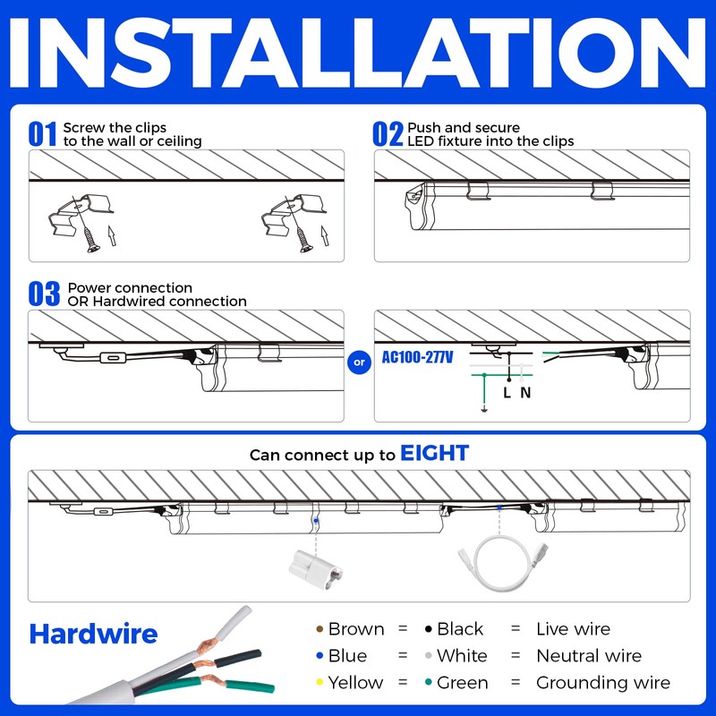 Barrina T5 4FT LED Shop Light, 2200lm,5000K Daylight White, 20W
