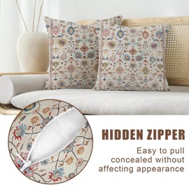 SZXYCZL Boho Throw Pillow Covers 20X20 Inch Set of 2,Bohemia Carpet Pattern Soft Pillowcases Decorative Sofa Living Room Bed Outdoor Pillow Case for Cushion Cover-Flower