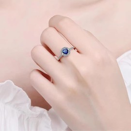 GMEDRIDAS Silver Rings for Women Adjustable Women's Rings, White Square Cubic Zirconia Birthstone Thumb Ring Wedding Rings Engagement Rings Gift for Women, Brass, Blue Zircon