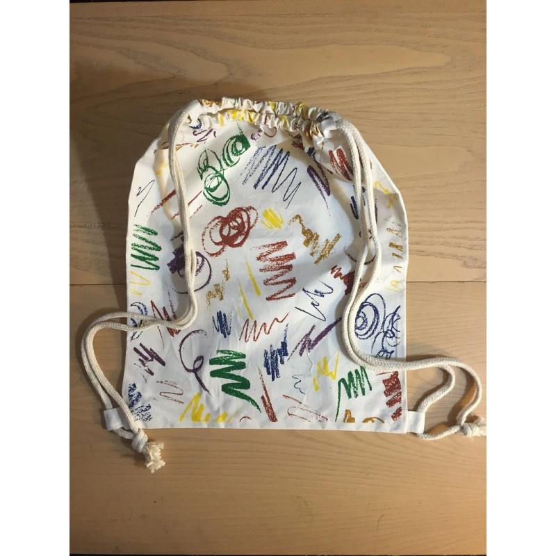 custombagsupplies 14x18 inches Cotton Drawstring Backpacks SCRIBBLE -1 count pack