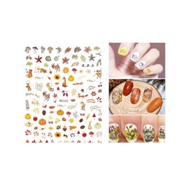 Autumn Leaf Nail Decal Sticker Turkey Thanksgiving Pumpkin Maple Fruit Stickers Wg350 Nail Wraps Stickers Manicure Supplies for Women Nails Full Long Lasting Easy Apply and Remove