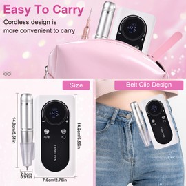 siyuwuro Portable Nail Drill 45000 RPM Professional Cordless Rechargeable Electric Nail File for Removing Polishing Acrylic Gel Nails with 6 Drill Bits & Sanding Bands, Nail Salon Home Use (White)