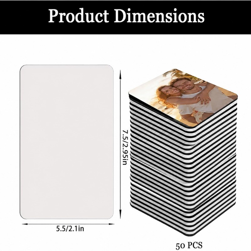 50 Pieces Sublimation Magnet Blanks Set, 5.5x7.5cm Personalized Photo Magnets,
