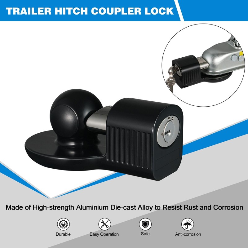 TOPSHINE Trailer Hitch Lock Anti-Theft, Fits 1-7/8", 2", and 2-5/16"
