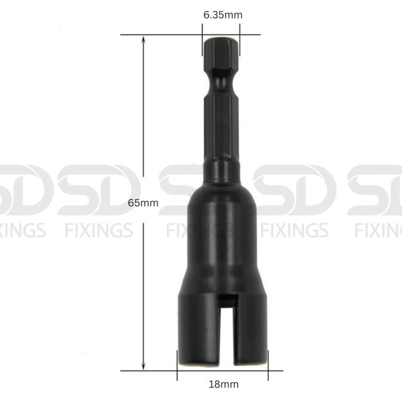 SDFIXINGS Black Chrome Vanadium Steel Power Wing Nut Driver, Slot