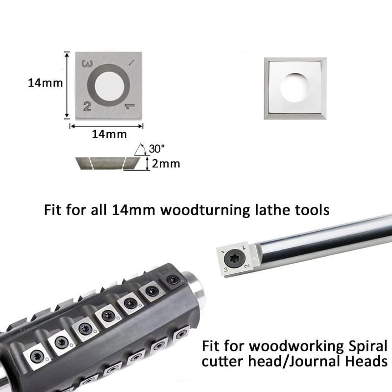 CDBP 14mm Carbide Inserts Cutters Replacement Square Straight for Woodworking