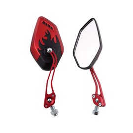 ESUPPORT Red Motorcycle Motorbike 8mm 10mm Rearview Side Mirror ATV Scooter Bike Flame Fire