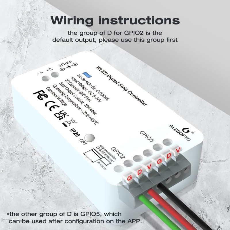 Gledopto WLED Digital Light Strip Controller WiFi DC5-24V WS2812B 2811