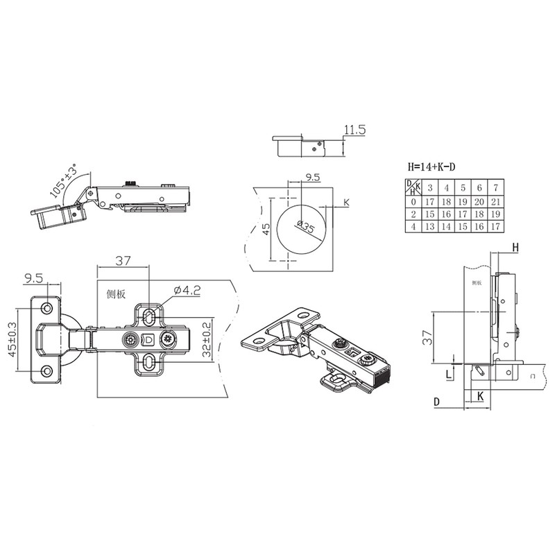 Probrico (2 Pair) Soft Close Cabinet Hinges, 110° Full Overlay