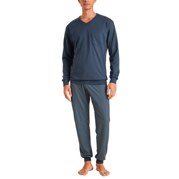 CALIDA Relax Imprint Men's Cuffed Pyjamas, Saragossa Blue