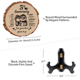 5th Wedding Anniversary Unique Gifts, 5 Year Wedding Anniversary Romantic Gifts for Him Her, 5th Anniversary Wooden Gifts for Couple, Wooden Plaque
