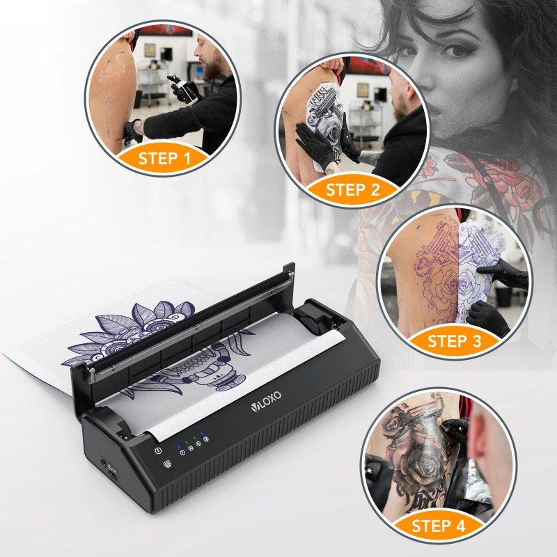 VLOXO Blue Tooth Tattoo Printer Thermal A4 Zise Tattoo Stencil