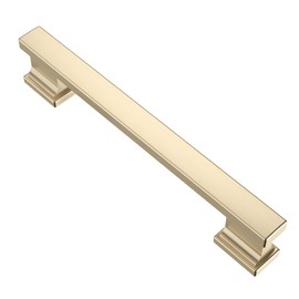 Alzassbg 10 Pack Brushed Brass Cabinet Pulls, 5 Inch(128mm) Hole Centers Gold Kitchen Cabinet Handles for Cabinets and Drawers AL3061BB
