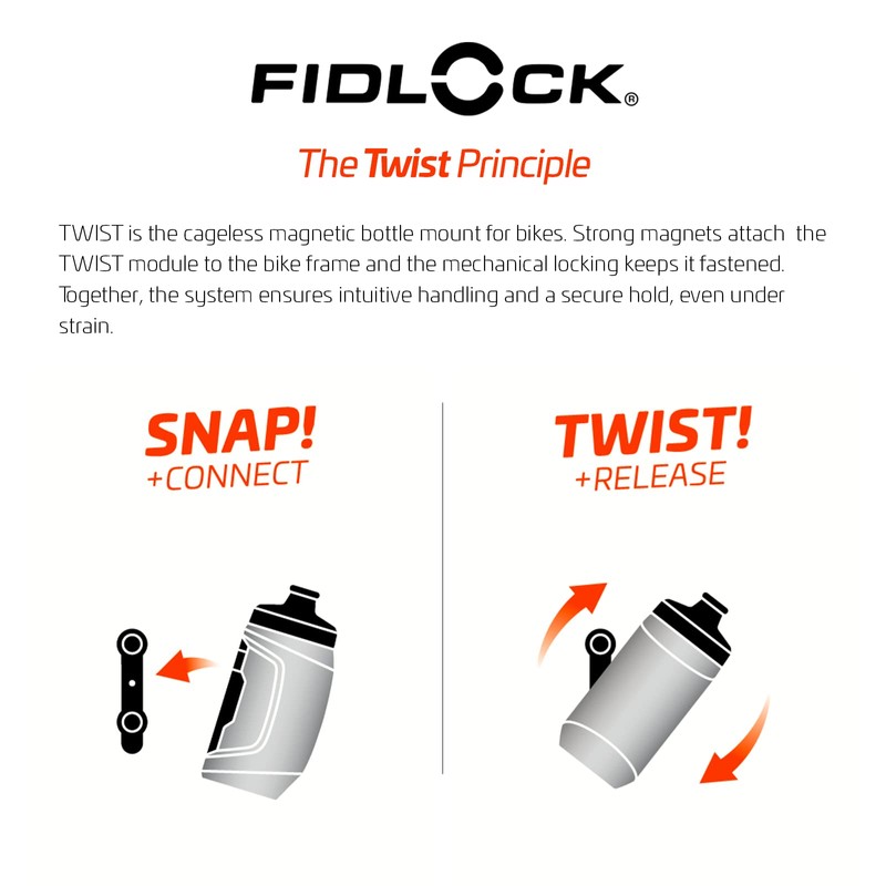 FIDLOCK Twist Single Bottle 450 ml Black with Twist Connector:
