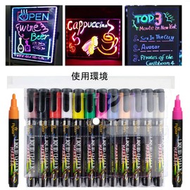 Board Markers 12 Colors Fluorescent Liquid Chalk Pens for LED Signs Chalkboards Bold Fine Point Stickers Easy to Wipe Off