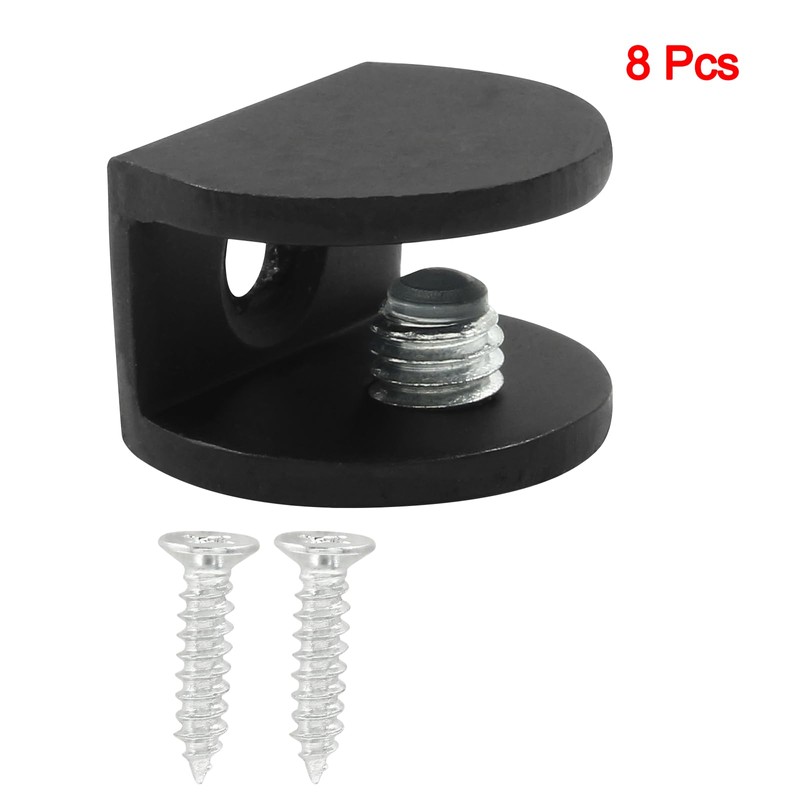 Litoexpe 8pcs Adjustable Frameless Glass Shelf Bracket, Aluminum Alloy Shower