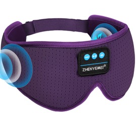 Bluetooth Sleep Headphones White Noise Sleep Mask | 3D Eye Mask for Sleeping | 16 Relaxing Soothing Sounds | 16hrs Playingtime | Light Blocking | Auto - Off Timer | Best for Sleeper | Travel(Purple)