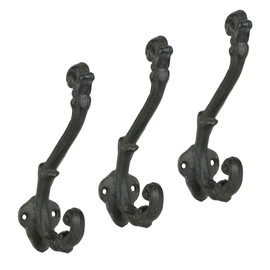 Sheffield Home Wall Hooks, Cast Iron, Rustic Chic Shabby Vintage Style, Farmhouse Decor, Clothes Hanging Idea for Hats, Coats, Scarves, Bags Closets, Wall Hanging, Rustic Key Hooks, (Set of 3)