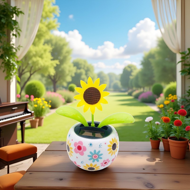 Solar Dancing Sunflower Decoration, Sunflower Solar Dancing Flower Solar Dancing