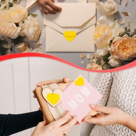 Yellow Heart Stickers Roll 1.5 Inch Valentine's Day Love Shape Labels Waterproof Removable for Craft Envelopes Boxes Gift Tags Bags Wedding 500 PCS