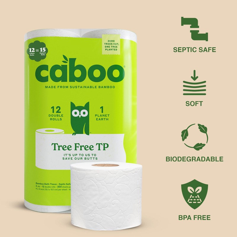 Caboo Tree Free Toilet Paper, Tree Free, Septic, Chemical Free