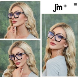 JM 3 Pack Oprah Style Reading Glasses for Women, Fashion Square Blue Light Blocking Readers +1.25
