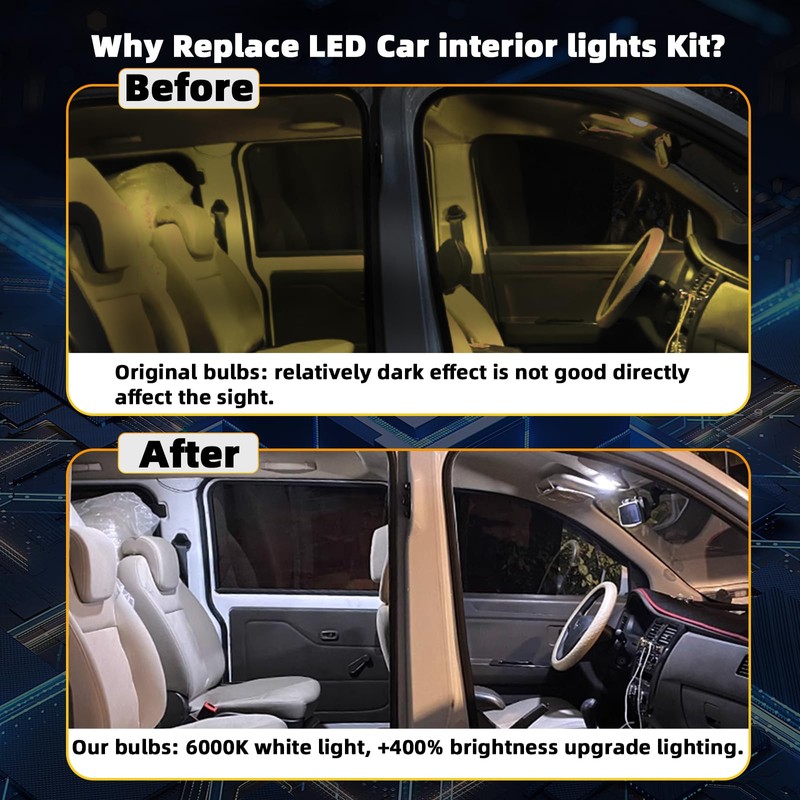 DMEPUGI Interior LED Lights Kit Fit GMC Sierra 1999-2006,6000K Super