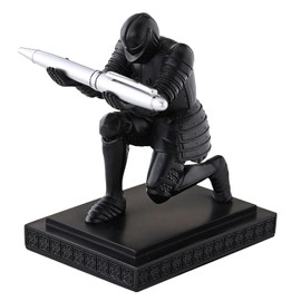 Amoysanli Knight Pen Holder Desk Organizers and Accessories Desk Decor Resin Pen Holder as Gift with a Cool Pen for Office and Home (Black)