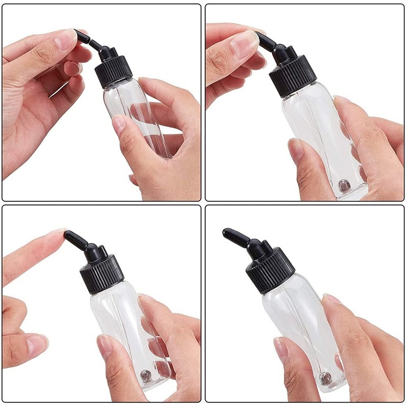 ABEST 10 Pack 30ML Airbrush Plastic Bottles Jars with caps