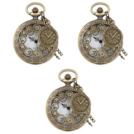 Gatuida 3pcs Retro Hanging Pocket Watch Necklace Vintage Pocket Watch for Men Women Classic Retro Fashion Jewelry Present
